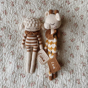 Patti Oslo Personalised Personalised Goldie Giraffe | ochre overall Organic Soft Toys