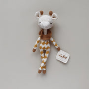 Patti Oslo Personalised Personalised Goldie Giraffe | ochre overall Organic Soft Toys