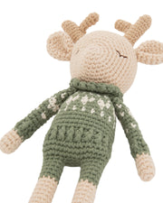Patti Oslo Robin Reindeer I hearts sweater pine green Organic Soft Toys