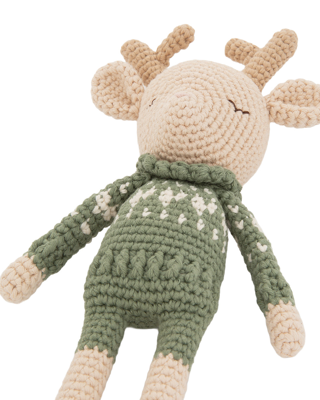 Patti Oslo Robin Reindeer I hearts sweater pine green Organic Soft Toys
