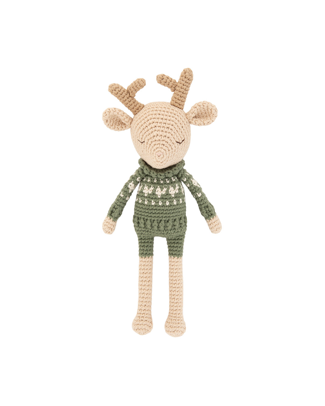 Patti Oslo Robin Reindeer I hearts sweater pine green Organic Soft Toys