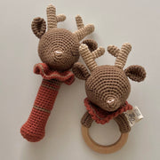 Patti Oslo Robin the Reindeer Rattle I cherry red Teething Rings & Rattles & Baby Gym Toys