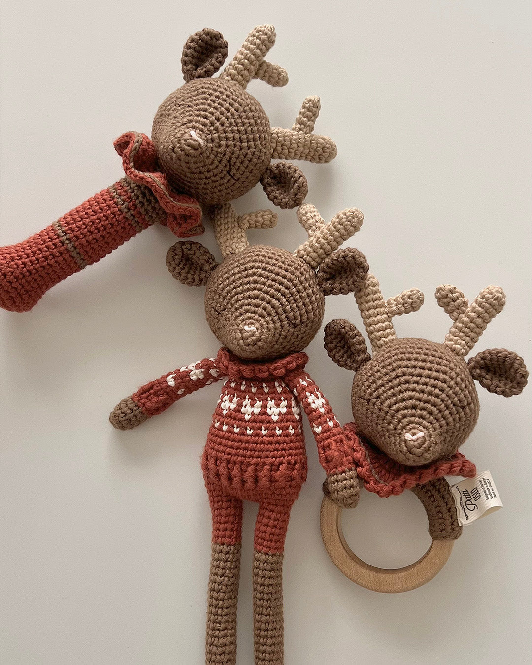 Patti Oslo Robin the Reindeer Rattle I cherry red Teething Rings & Rattles & Baby Gym Toys