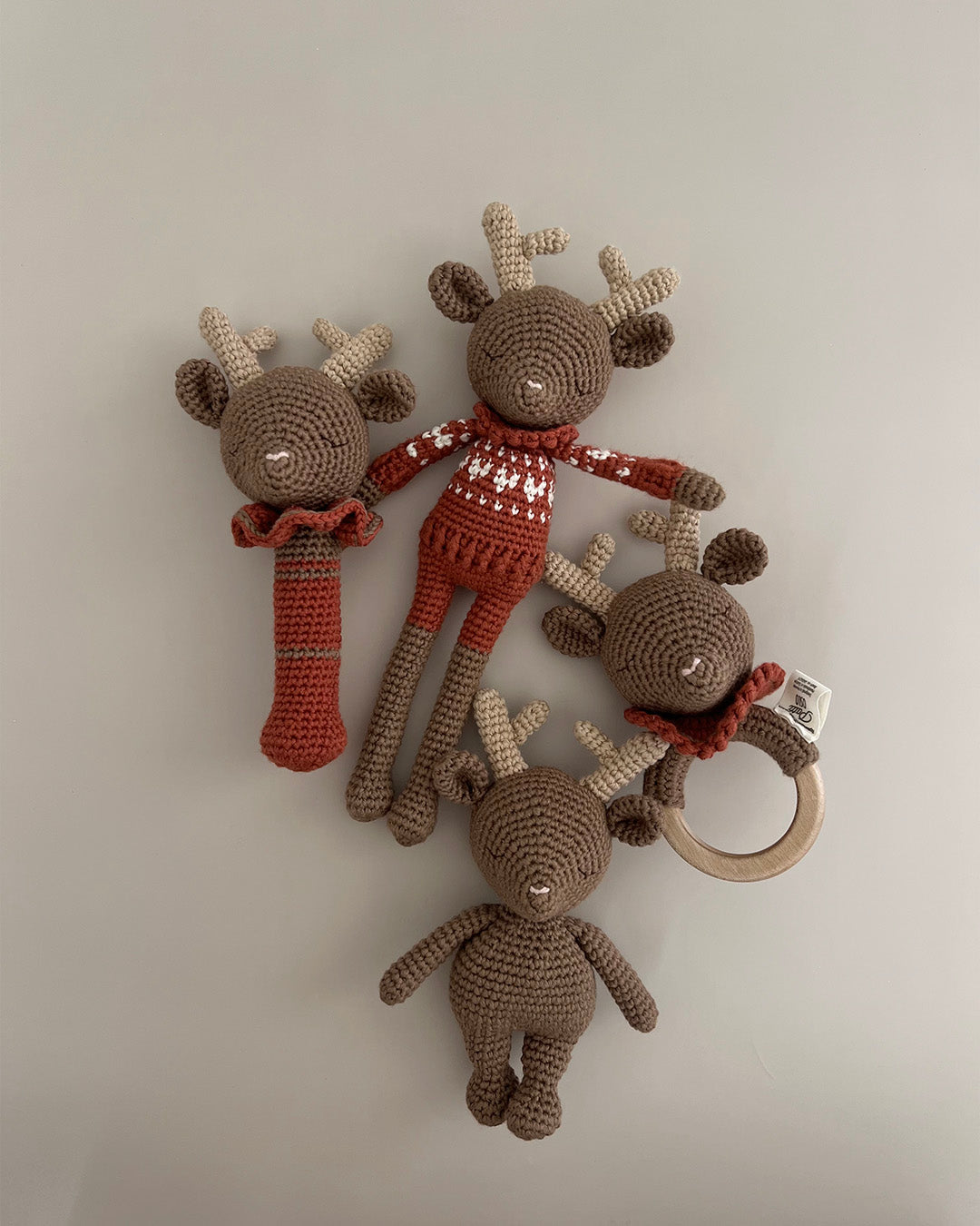 Patti Oslo Robin the Reindeer Rattle I cherry red Teething Rings & Rattles & Baby Gym Toys