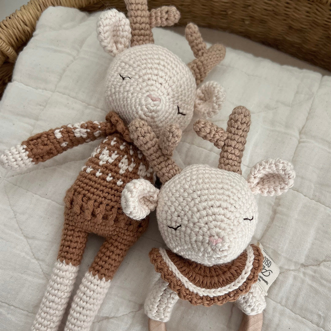 Patti Oslo Robin the Reindeer Teething Ring I caramel Teething Rings & Rattles & Baby Gym Toys