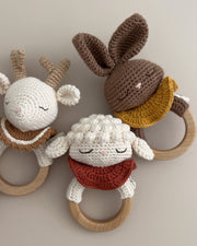 Patti Oslo Robin the Reindeer Teething Ring I caramel Teething Rings & Rattles & Baby Gym Toys