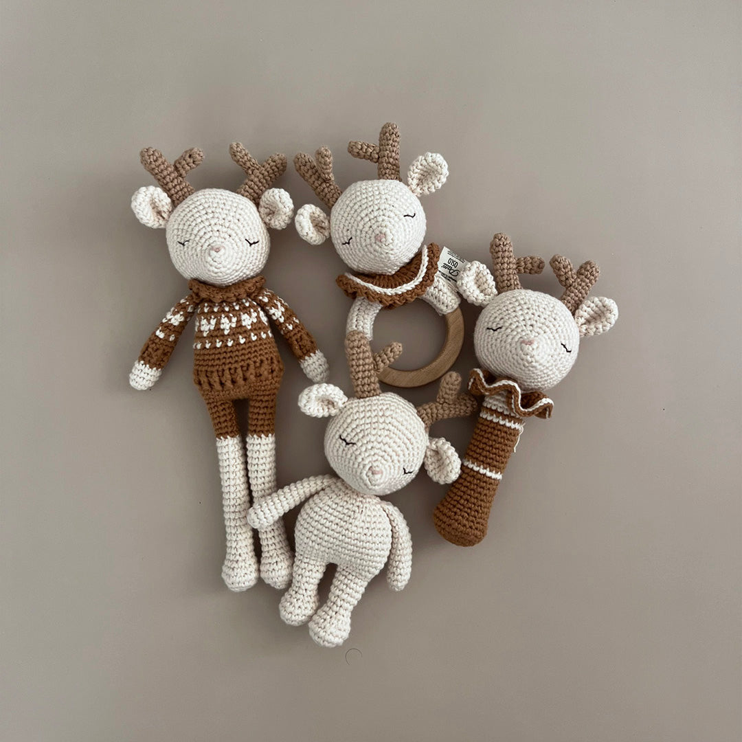 Patti Oslo Robin the Reindeer Teething Ring I caramel Teething Rings & Rattles & Baby Gym Toys