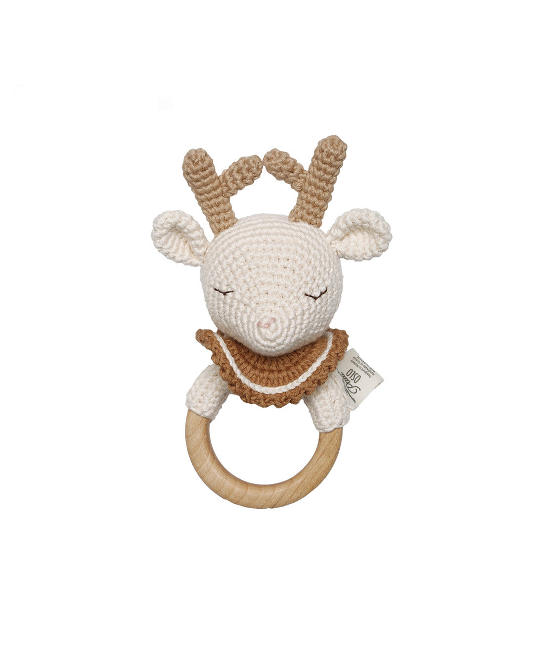 Patti Oslo Robin the Reindeer Teething Ring I caramel Teething Rings & Rattles & Baby Gym Toys