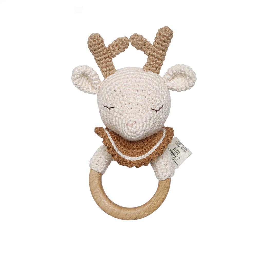 Patti Oslo Robin the Reindeer Teething Ring I caramel Teething Rings & Rattles & Baby Gym Toys