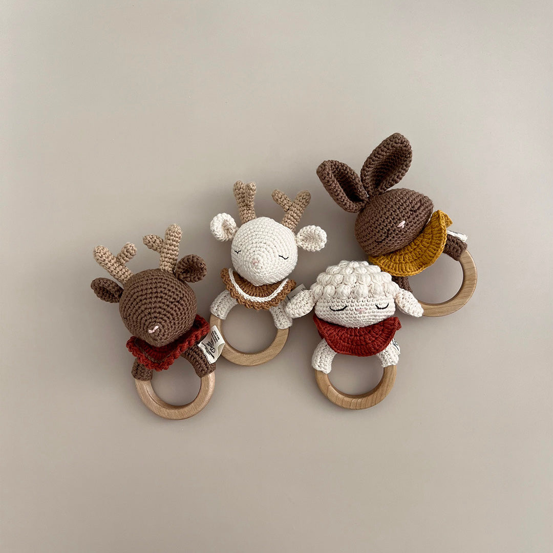 Patti Oslo Robin the Reindeer Teething Ring I cherry red Teething Rings & Rattles & Baby Gym Toys